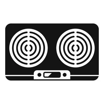 Modern induction double burner cooktop with digital display is heating Illustrazione stock