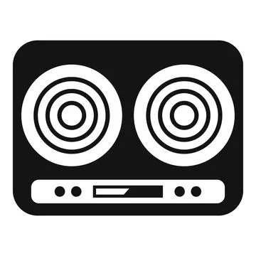 Modern induction double burner cooktop showing minimalist design Illustrazione stock