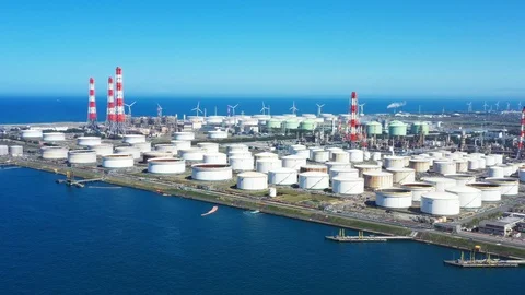 Modern industrial complex. Aerial view. Video stock 106650477