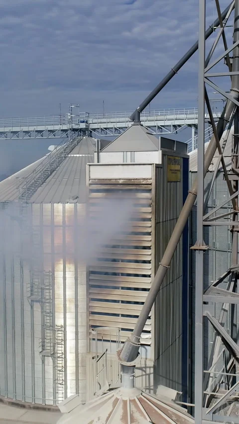 Modern industrial grain elevators. Stock Footage 310300344