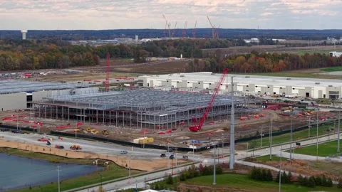 Modern Industrial infrastructure construction include large Data centers , .. Stock Footage 326726725