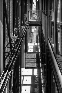 Modern Industrial Interior with Geometric Patterns Stock Photos