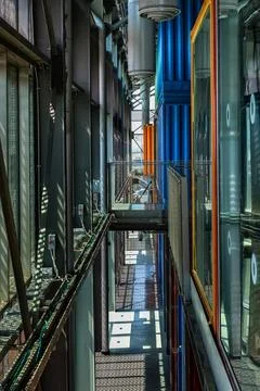 Modern Industrial Interior with Geometric Patterns Stock Photos