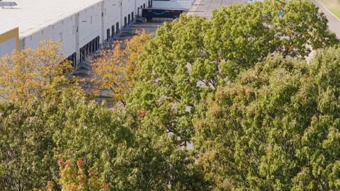 Modern Industrial Logistics Warehouse Facility Used For Shipping And Storage Stock Footage 332825793