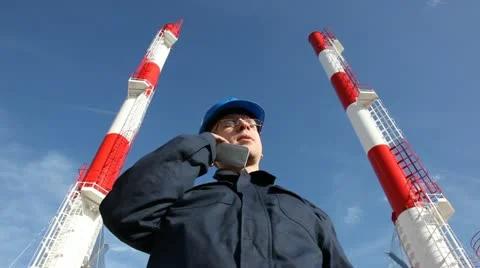 Modern Industry and a Worker Video stock 24651857