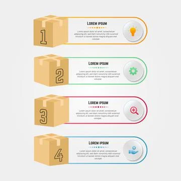 Modern infographic with 3d packaging boxes Stock Illustration