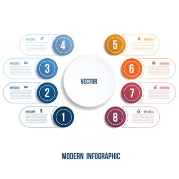 Modern Infographic. Chart template for presentation 8 options Stock Illustration