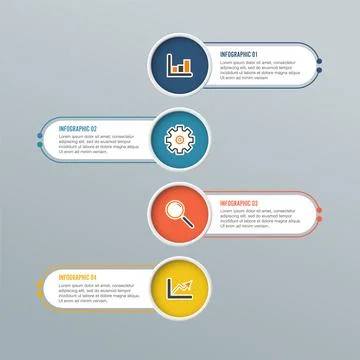 Modern infographic elements. Vector banner with 4 options. Design template .. Stock Illustration