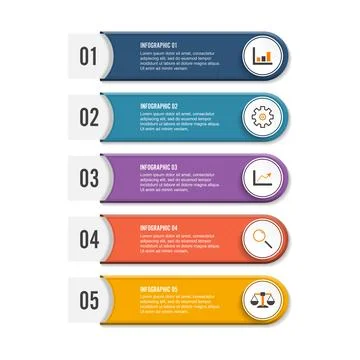Modern infographic elements. Vector banner with 5 options. Design template .. Stock Illustration