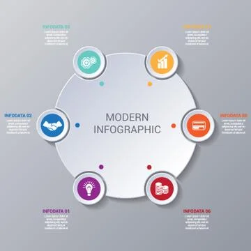 Modern Infographic numbered 6 options. Stock Illustration