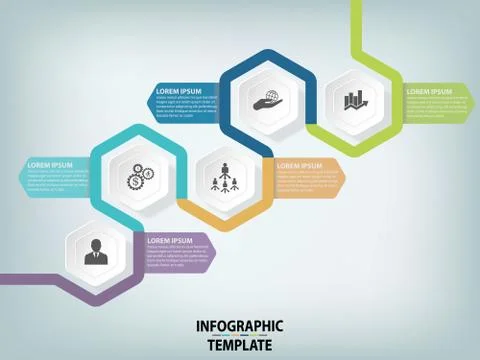 Modern infographic process template vector template with 5 hexagons can be us Stock Illustration