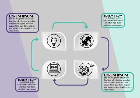 Modern infographic process visualization template, horizontal orientation Stock Illustration