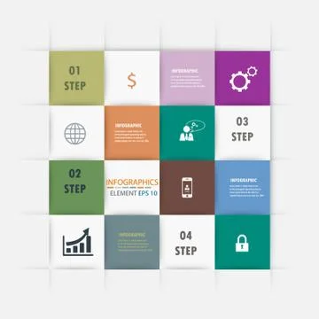 Modern Infographic Squares background. Vector template Stock Illustration