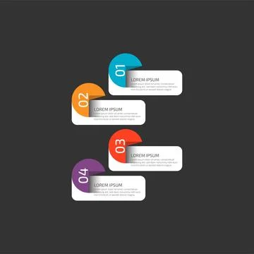 Modern Infographic template in four steps for Business. Multi-color design .. Stock Illustration