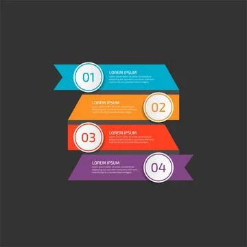Modern Infographic template in four steps for Business. Multi-color design .. Stock Illustration