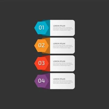 Modern Infographic template in four steps for Business. Multi-color design .. Stock Illustration