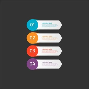 Modern Infographic template in four steps for Business. Multi-color design .. Stock Illustration