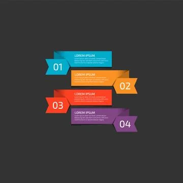 Modern Infographic template in four steps for Business. Multi-color design .. Stock Illustration