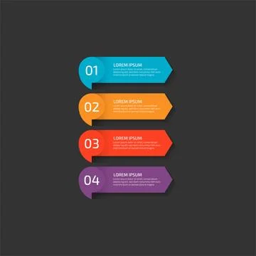 Modern Infographic template in four steps for Business. Multi-color design .. Stock Illustration