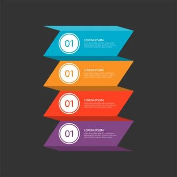 Modern Infographic template in four steps for Business. Multi-color design .. Stock Illustration