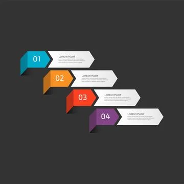 Modern Infographic template in four steps for Business. Multi-color design .. Stock Illustration