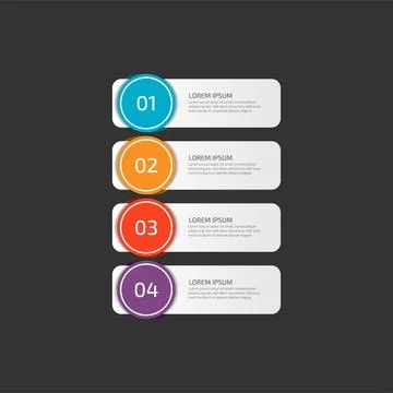 Modern Infographic template in four steps for Business. Multi-color design .. Stock Illustration