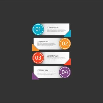 Modern Infographic template in four steps for Business. Multi-color design .. Stock Illustration