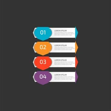 Modern Infographic template in four steps for Business. Multi-color design .. Stock Illustration