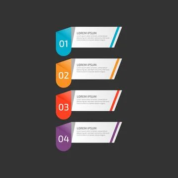 Modern Infographic template in four steps for Business. Multi-color design .. Stock Illustration