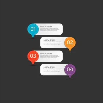 Modern Infographic template in four steps for Business. Multi-color design .. Stock Illustration