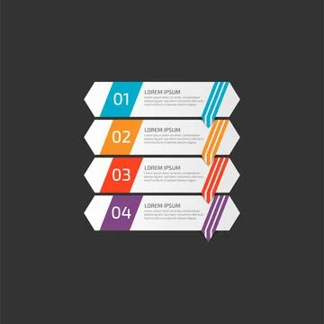 Modern Infographic template in four steps for Business. Multi-color design .. Stock Illustration