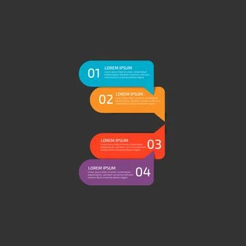 Modern Infographic template in four steps for Business. Multi-color design .. Stock Illustration