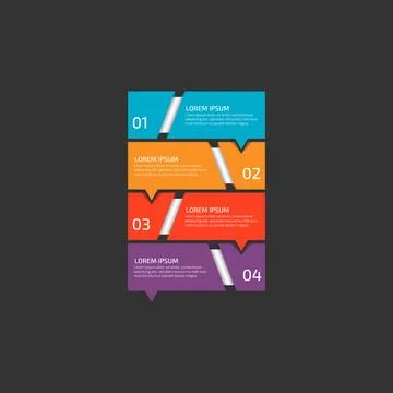 Modern Infographic template in four steps for Business. Multi-color design .. Stock Illustration