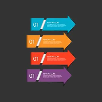 Modern Infographic template in four steps for Business. Multi-color design .. Stock Illustration