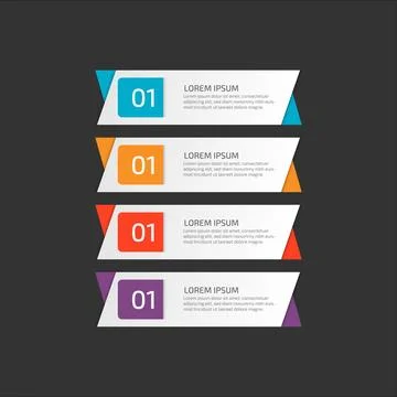 Modern Infographic template in four steps for Business. Multi-color design .. Stock Illustration
