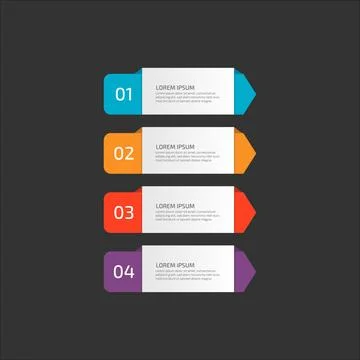 Modern Infographic template in four steps for Business. Multi-color design .. Stock Illustration