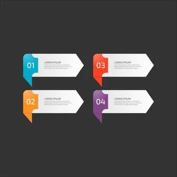 Modern Infographic template in four steps for Business. Multi-color design .. Stock Illustration