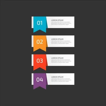 Modern Infographic template in four steps for Business. Multi-color design .. Stock Illustration