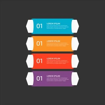 Modern Infographic template in four steps for Business. Multi-color design .. Stock Illustration