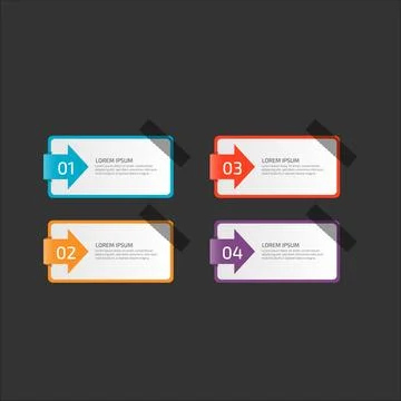 Modern Infographic template in four steps for Business. Multi-color design .. Stock Illustration