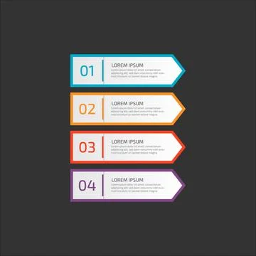 Modern Infographic template in four steps for Business. Multi-color design .. Stock Illustration