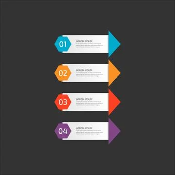 Modern Infographic template in four steps for Business. Multi-color design .. Stock Illustration