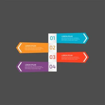 Modern Infographic template in four steps for Business. Multi-color design .. Stock Illustration