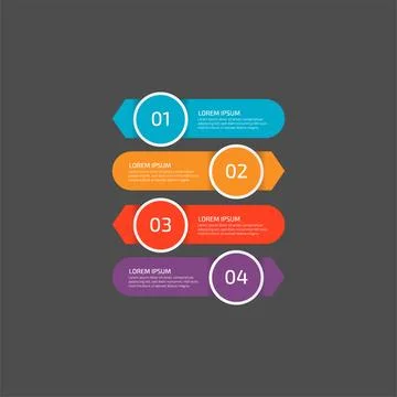 Modern Infographic template in four steps for Business. Multi-color design .. Stock Illustration
