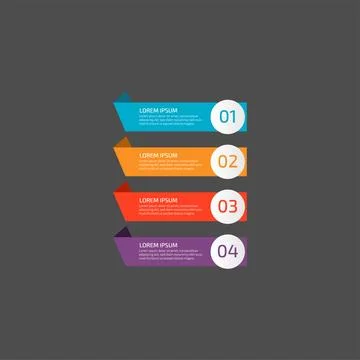Modern Infographic template in four steps for Business. Multi-color design .. Stock Illustration