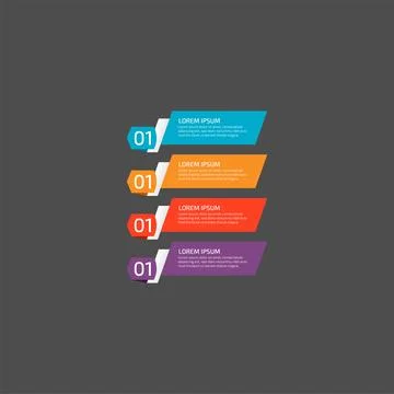 Modern Infographic template in four steps for Business. Multi-color design .. Stock Illustration