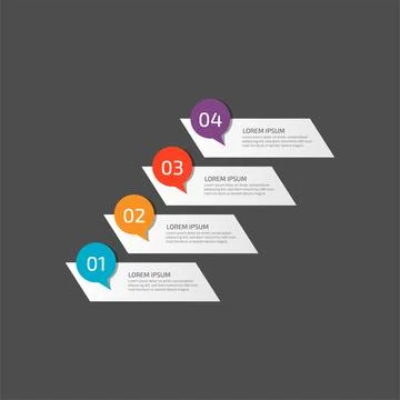 Modern Infographic template in four steps for Business. Multi-color design .. Stock Illustration