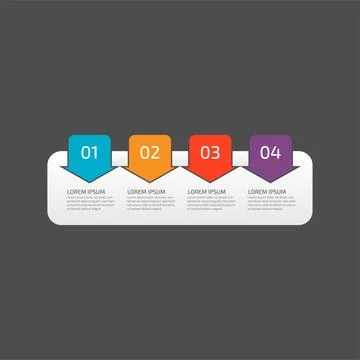 Modern Infographic template in four steps for Business. Multi-color design .. Stock Illustration