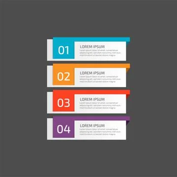 Modern Infographic template in four steps for Business. Multi-color design .. Stock Illustration