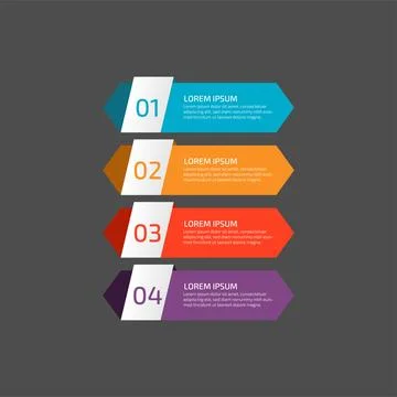 Modern Infographic template in four steps for Business. Multi-color design .. Stock Illustration